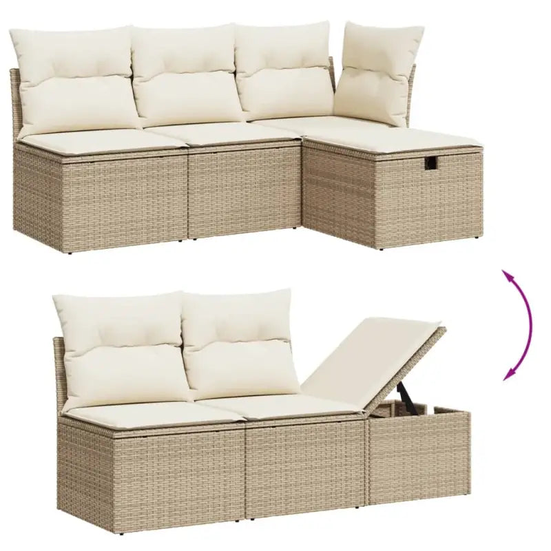 Loungeset van beige materiaal en gepoedercoat staal voor tuin | Afmetingen - Tuinsets