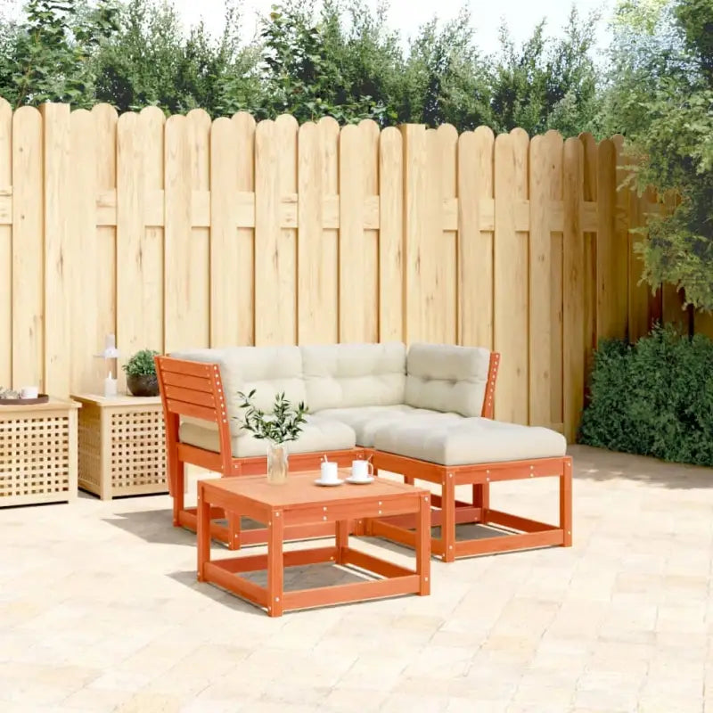 Loungeset van geïmpregneerd grenenhout voor buitencomfort - Wasbruin / met kussens - Tuinsets