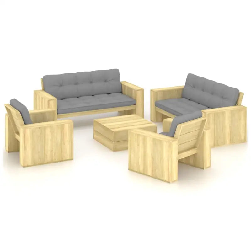 Loungeset van geïmpregneerd grenenhout voor in de tuin - Grijs - Tuinsets