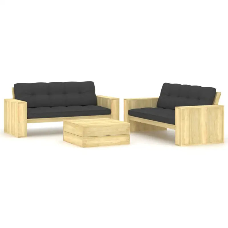 Loungeset van geïmpregneerd grenenhout voor tuin en ontspanning - Antraciet - Tuinsets