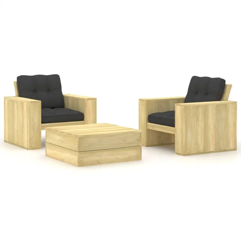Loungeset van geïmpregneerd grenenhout voor tuin en terras - Antraciet - Tuinsets