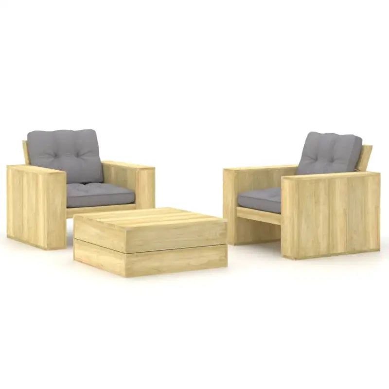 Loungeset van geïmpregneerd grenenhout voor tuin en terras - Grijs - Tuinsets