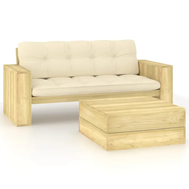 Loungeset van geïmpregneerd grenenhout voor tuincomfort - Crème - Tuinsets