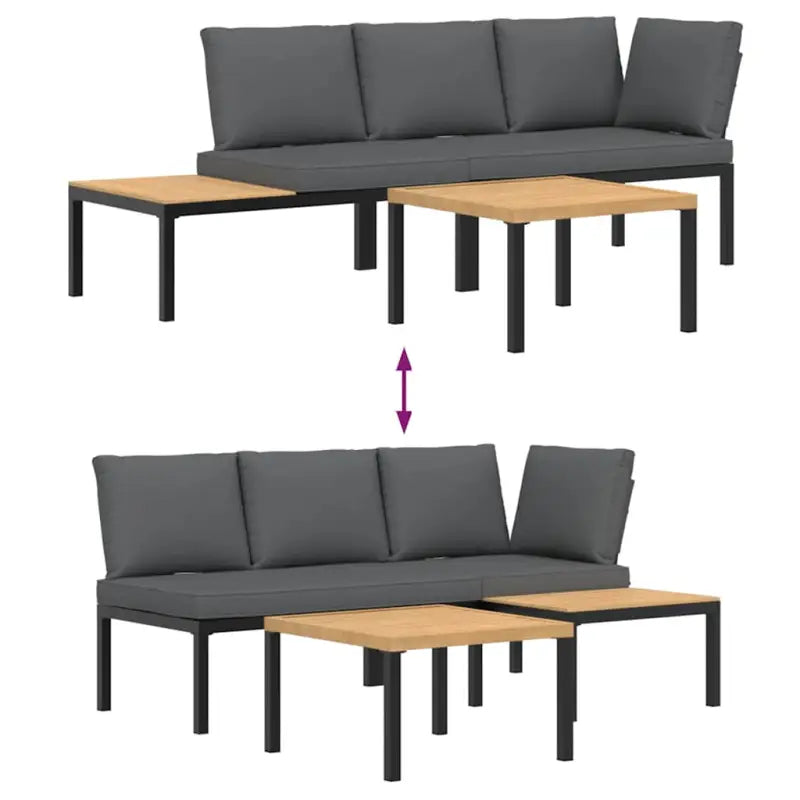 Loungeset van gepoedercoat aluminium met perfecte afmetingen voor tuin en terras - Met tafel - Tuinsets