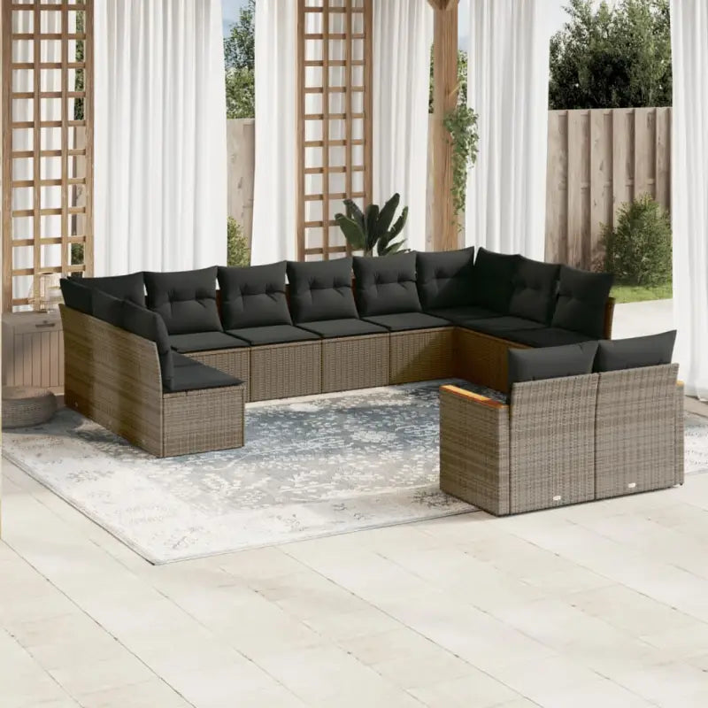 Loungeset van gepoedercoat staal in grijs voor buiten ontspanning - Grijs / Zonder tafel - Tuinsets