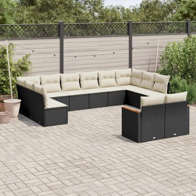 Loungeset van gepoedercoat staal in grijs voor buiten ontspanning - Zwart en crème / Zonder tafel - Tuinsets
