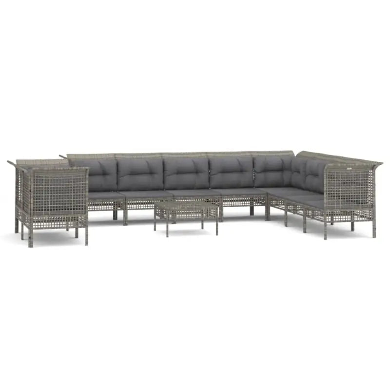 Loungeset van gepoedercoat staal met grijs materiaal voor je tuin - Tuinsets