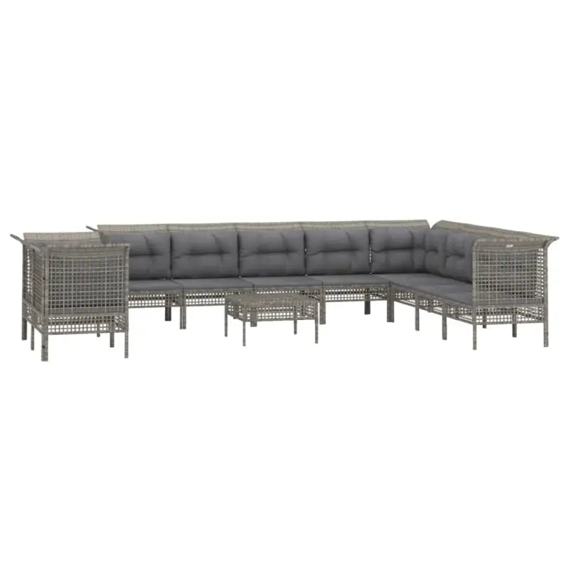 Loungeset van gepoedercoat staal met grijs materiaal voor je tuin - Tuinsets