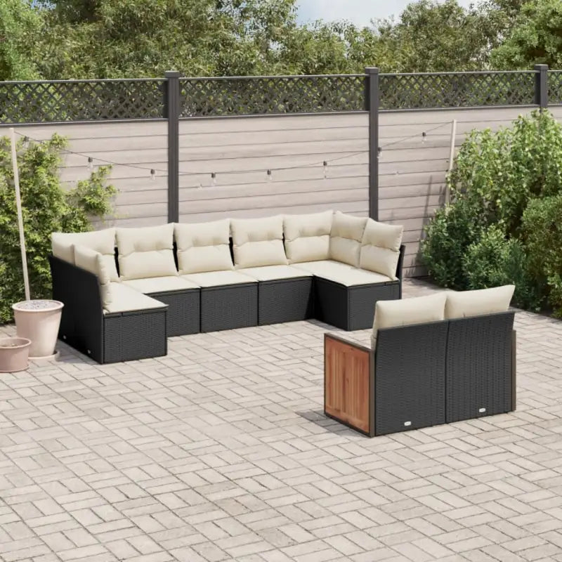Loungeset van gepoedercoat staal met grijs materiaal voor tuin of terras - Zwart en crème / Zonder tafel - Tuinsets