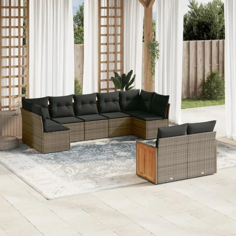 Loungeset van gepoedercoat staal met grijs materiaal voor tuin of terras - Tuinsets