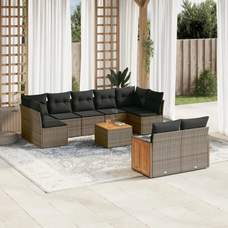 Loungeset van gepoedercoat staal met grijs materiaal voor tuin of terras - Grijs / Met tafel - Tuinsets