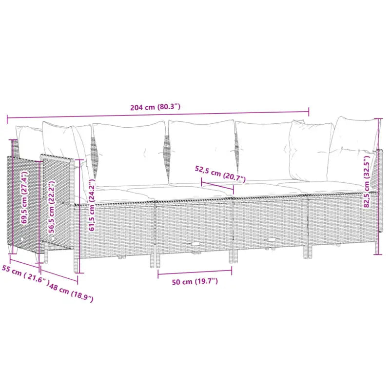 Loungeset van gepoedercoated staal met beige materiaal voor tuin en terras - Tuinsets