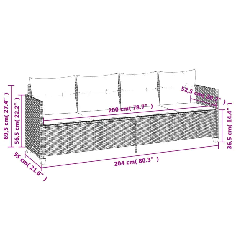 Loungeset van gepoedercoated staal met beige materiaal voor tuin en terras - Tuinsets