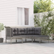 Loungeset van grijs gepoedercoat staal met perfecte afmetingen voor tuin - Tuinsets