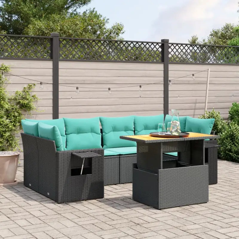 Loungeset van grijs materiaal met gepoedercoat staal voor buitenplezier - Zwart / zonder opbergruimte - Tuinsets