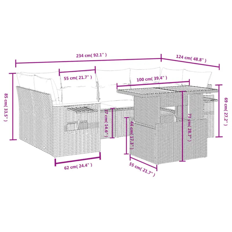 Loungeset van grijs materiaal met gepoedercoat staal voor buitenplezier - Tuinsets