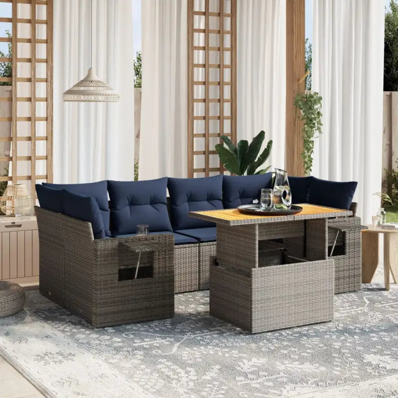 Loungeset van grijs materiaal met gepoedercoat staal voor buitenplezier - Tuinsets