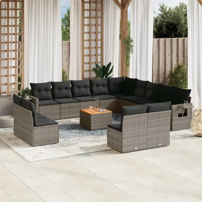 Loungeset van grijs materiaal met gepoedercoat staal afmetingen - Grijs - Tuinsets