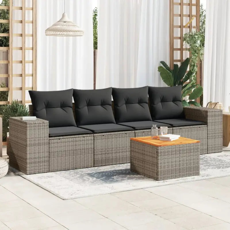 Loungeset van grijs materiaal met gepoedercoat staal afmetingen - Grijs - Tuinsets