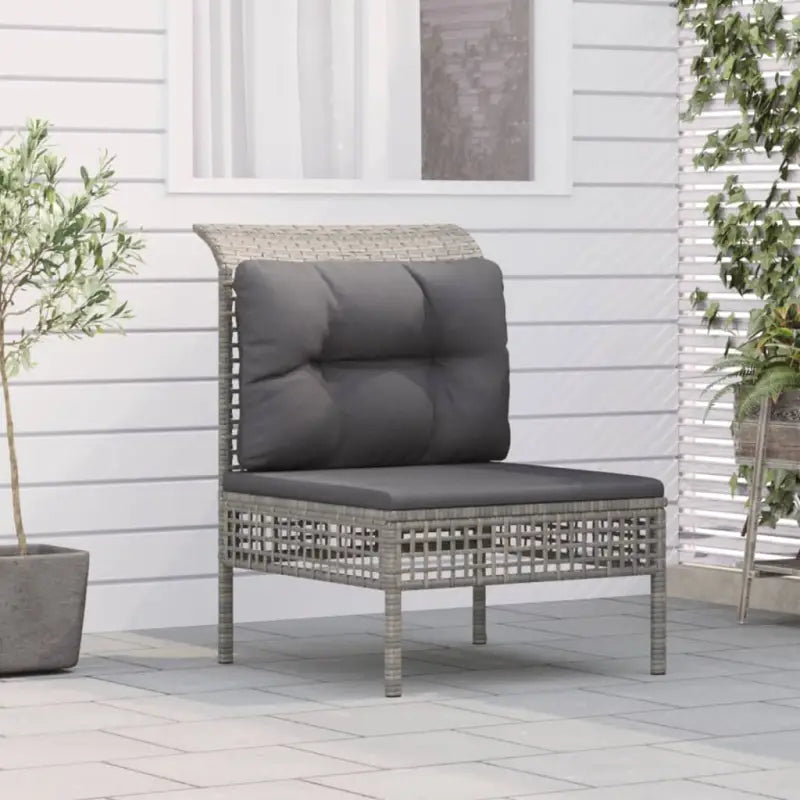 Loungeset van grijs materiaal met gepoedercoat staal afmetingen - Middenbank - Tuinsets