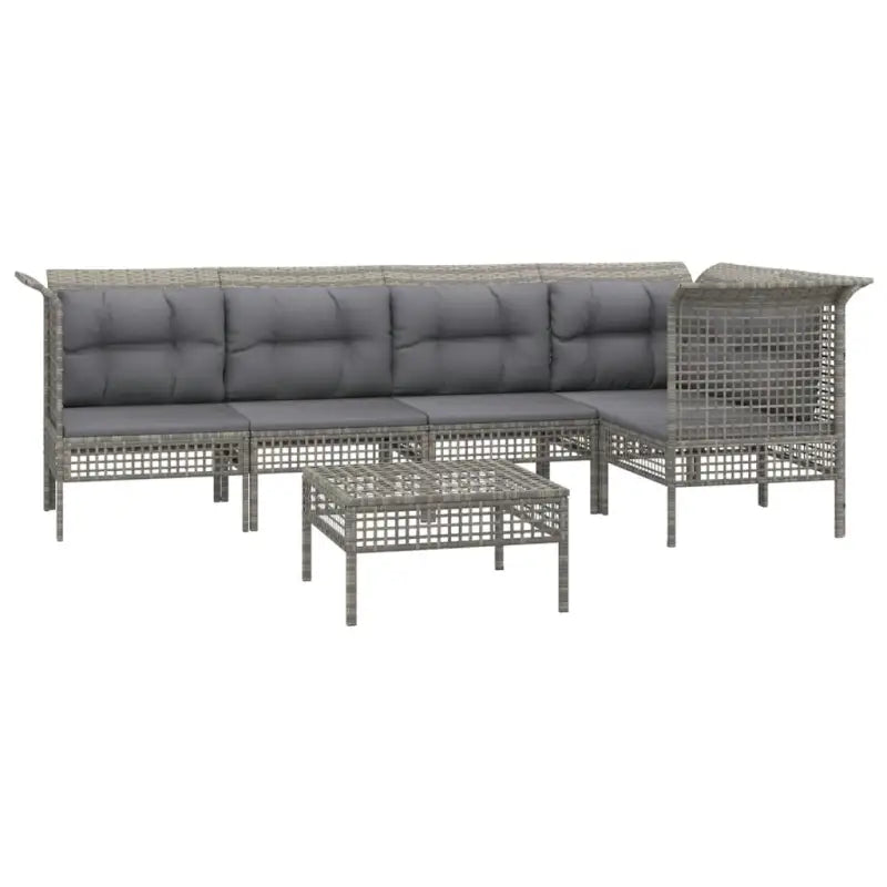 Loungeset van grijs materiaal met gepoedercoat staal en afmetingen - Tuinsets