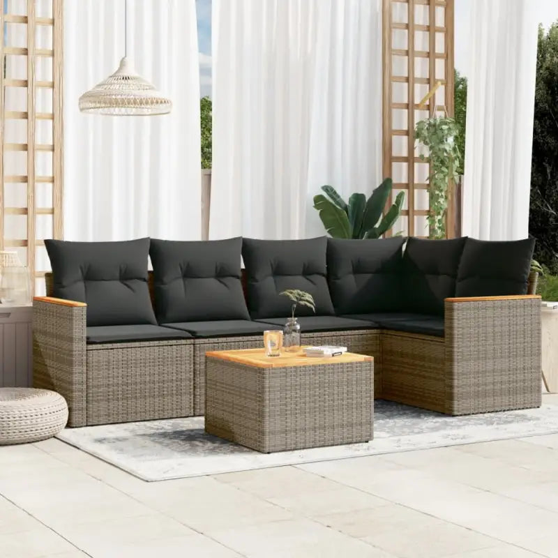 Loungeset van grijs materiaal met gepoedercoat staal en mooie afmetingen - Grijs / Met tafel - Tuinsets