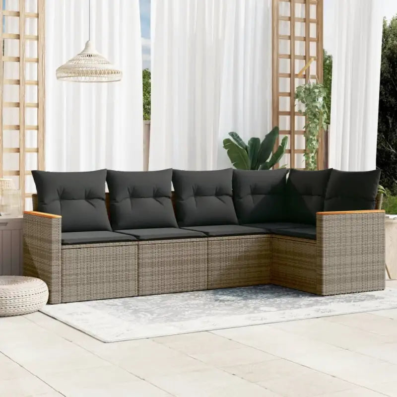 Loungeset van grijs materiaal met gepoedercoat staal en mooie afmetingen - Grijs / Zonder tafel - Tuinsets