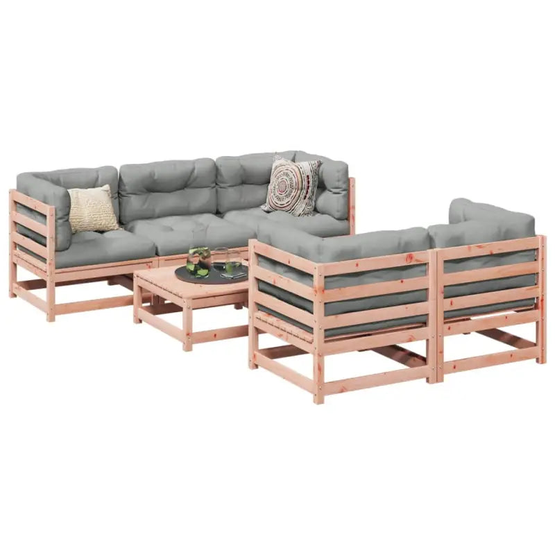 Loungeset van massief douglas vurenhout voor buitenruimte - Natuurlijk douglashout / Nee - Tuinsets