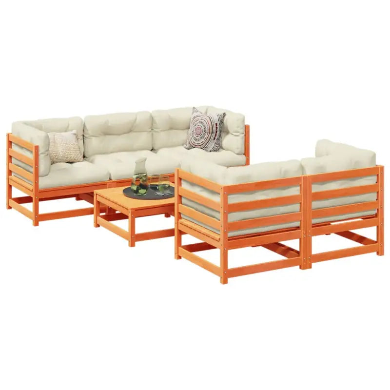 Loungeset van massief douglas vurenhout voor buitenruimte - Wasbruin / Ja - Tuinsets