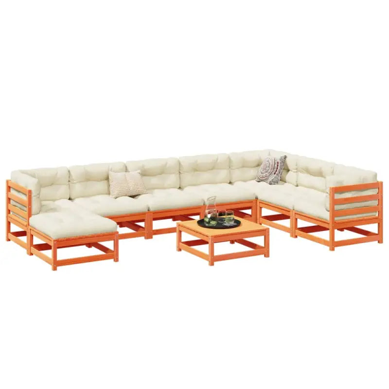 Loungeset van massief douglas vurenhout voor je tuin of terras - Wasbruin / met kussen - Tuinsets