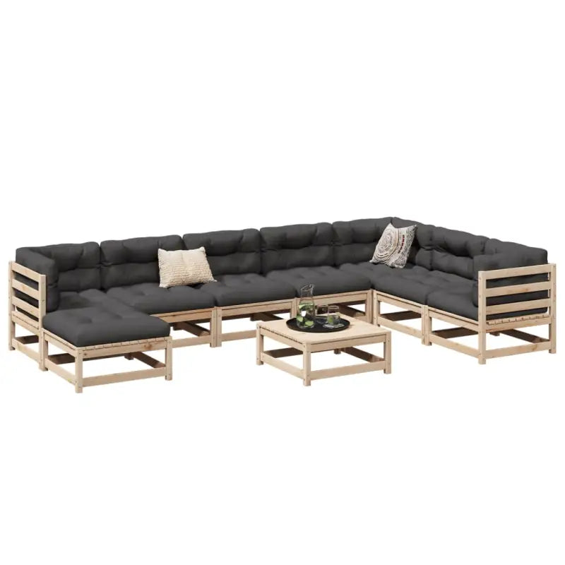 Loungeset van massief douglas vurenhout voor je tuin of terras - Natuurlijk grenenhout / met kussen - Tuinsets