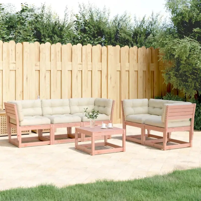 Loungeset van massief grenenhout met comfortabele zitervaring - Natuurlijk douglashout / met kussens - Tuinsets