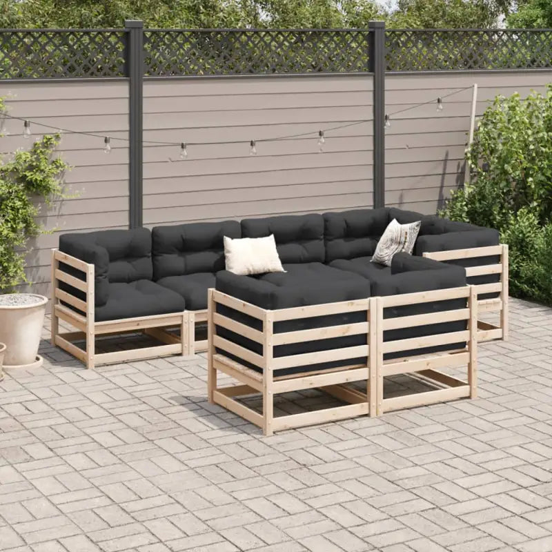 Loungeset van massief grenenhout met modulair ontwerp en comfortabele hoogte rugleuning - Tuinsets