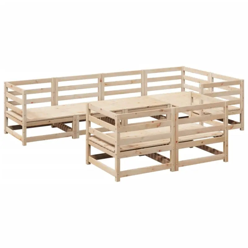 Loungeset van massief grenenhout met modulair ontwerp en comfortabele hoogte rugleuning - Tuinsets