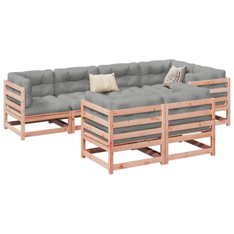 Loungeset van massief grenenhout met modulair ontwerp en comfortabele hoogte rugleuning - Natuurlijk douglashout