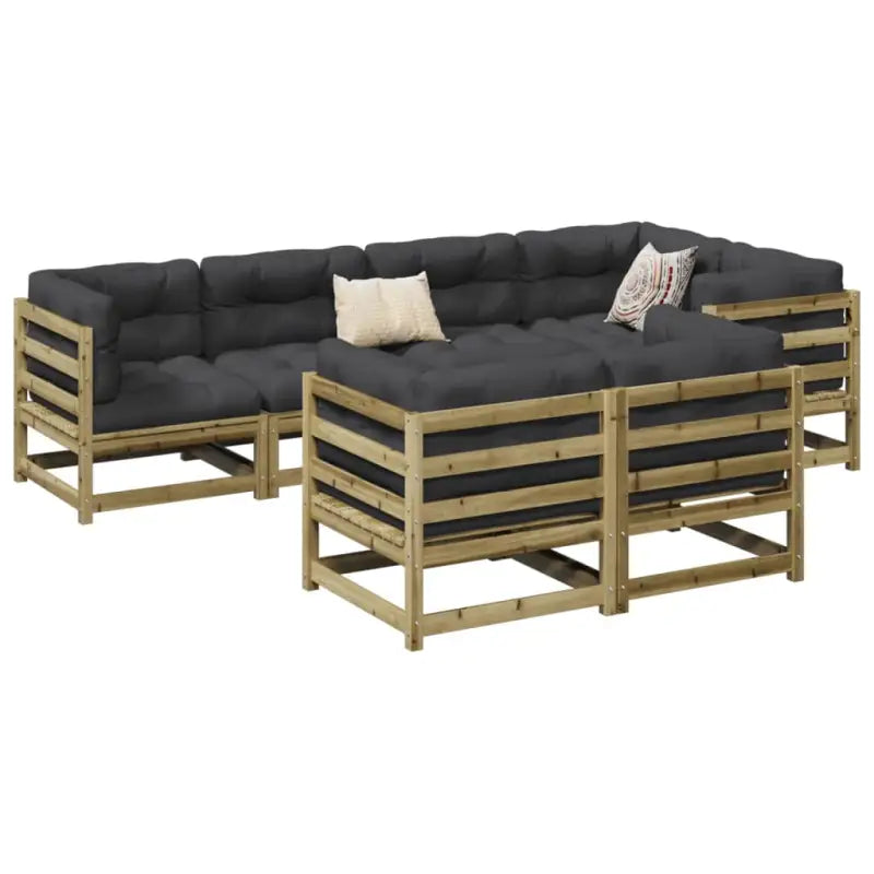 Loungeset van massief grenenhout met modulair ontwerp en comfortabele hoogte rugleuning - Naturel geïmpregneerd
