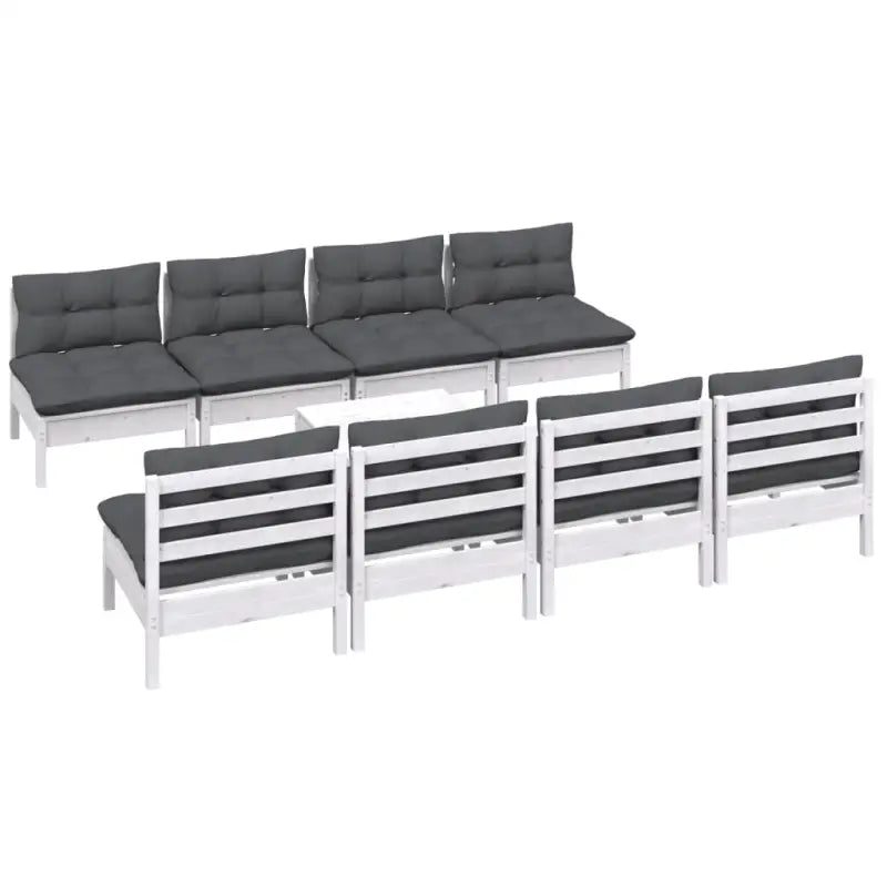 Loungeset van massief grenenhout met voetenbank en tafel voor tuin ontspanning - Tuinsets