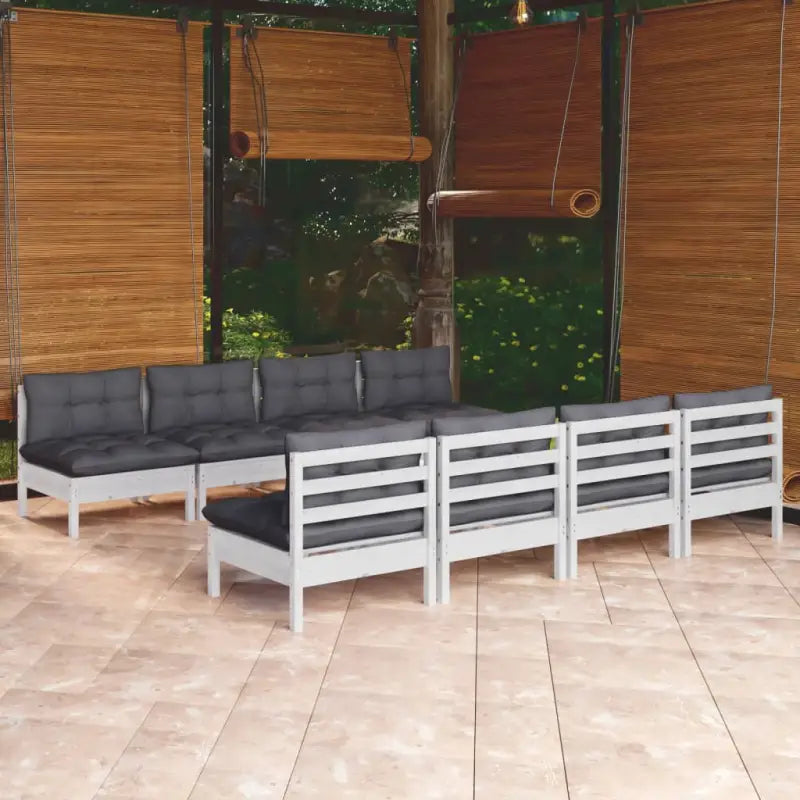 Loungeset van massief grenenhout met voetenbank en tafel voor tuin ontspanning - Wit - Tuinsets