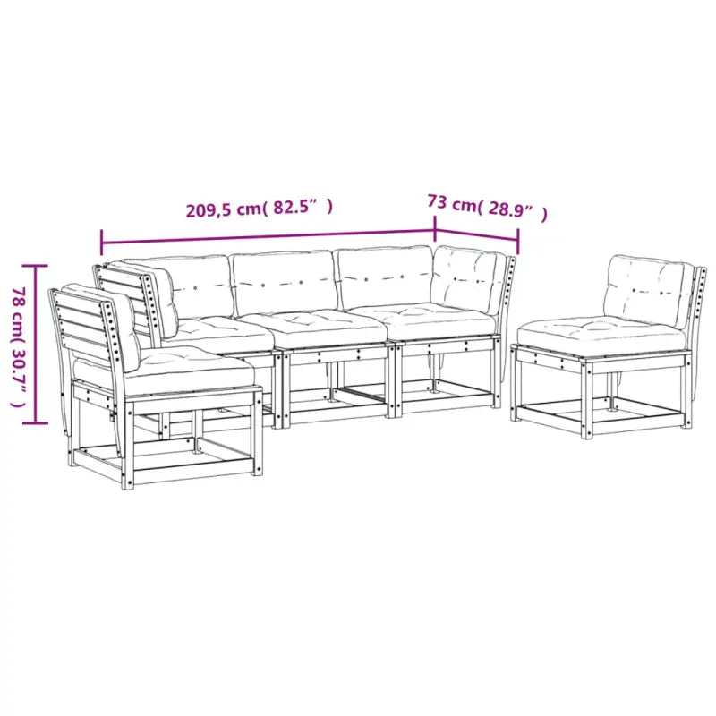 Loungeset van massief grenenhout voor een comfortabele zitervaring - Tuinsets