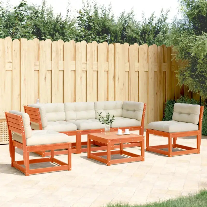 Loungeset van massief grenenhout voor een comfortabele zitervaring - Wasbruin - Tuinsets
