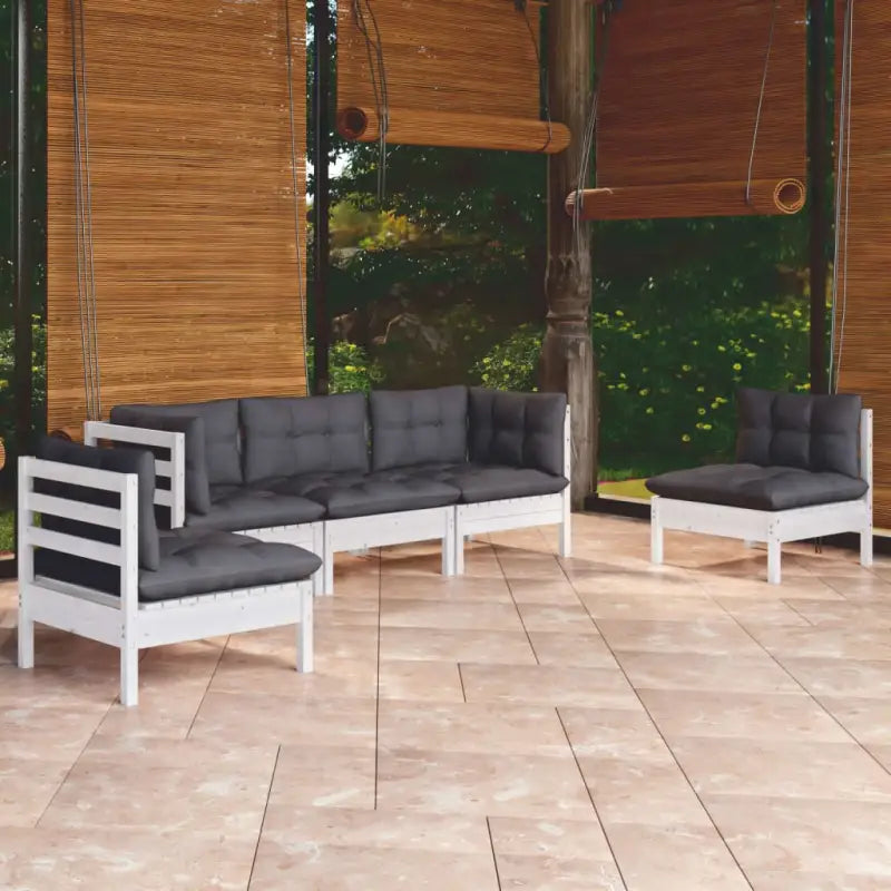 Loungeset van massief grenenhout voor gezellige buiten ontspanning - Wit - Tuinsets