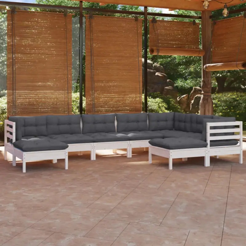Loungeset van massief grenenhout voor ontspannen buitengebruik - Wit - Tuinsets
