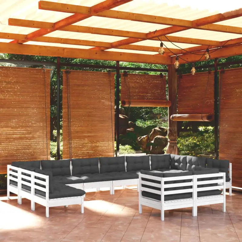 Loungeset van massief grenenhout voor ontspannen tuinplezier - Wit - Tuinsets