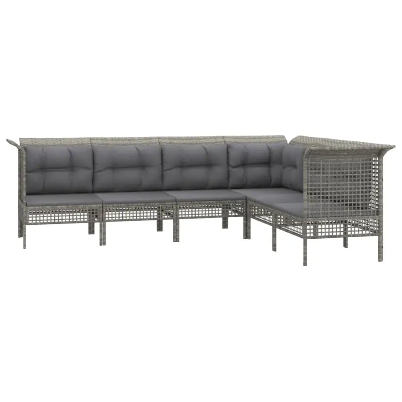 Loungeset van poly rattan en gepoedercoat staal in grijs materiaal - Tuinsets
