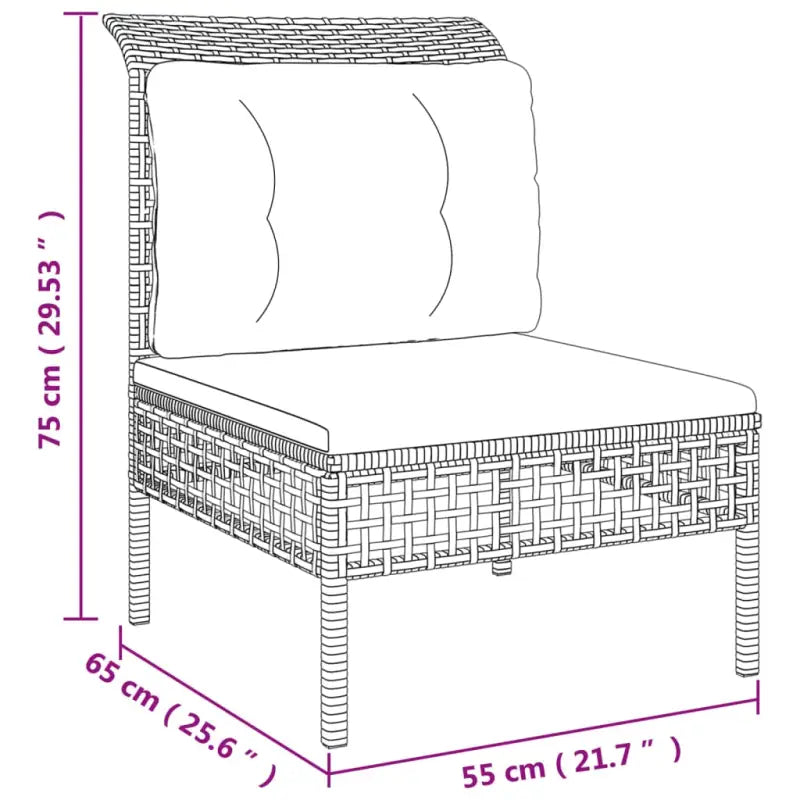 Loungeset van poly rattan met gepoedercoat staal in grijs materiaal - Tuinsets