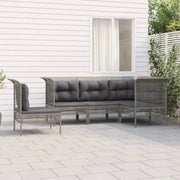 Loungeset van poly rattan met gepoedercoat staal in grijs materiaal - Tuinsets