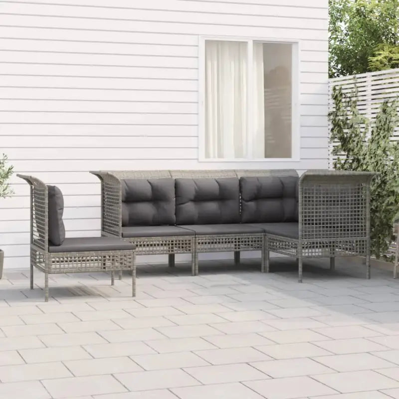 Loungeset van poly rattan met gepoedercoat staal in grijs materiaal - Tuinsets