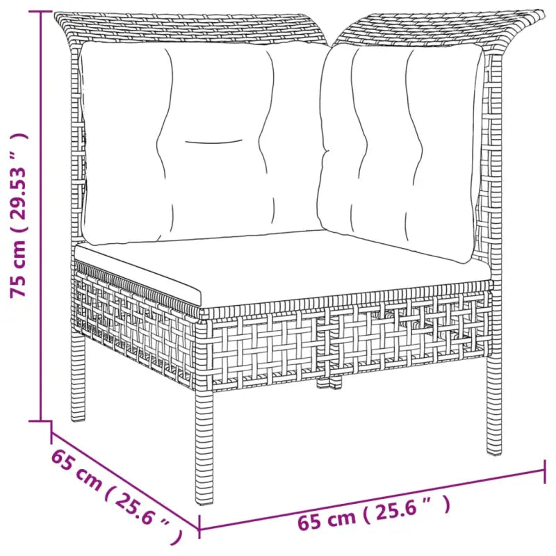 Loungeset van poly rattan met gepoedercoat staal in grijs materiaal - Tuinsets