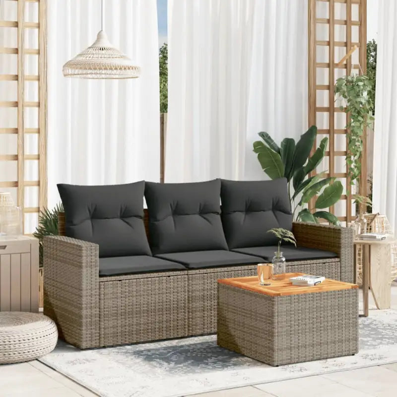 Loungeset van poly rattan met gepoedercoat staal voor tuin en terras - Tuinsets