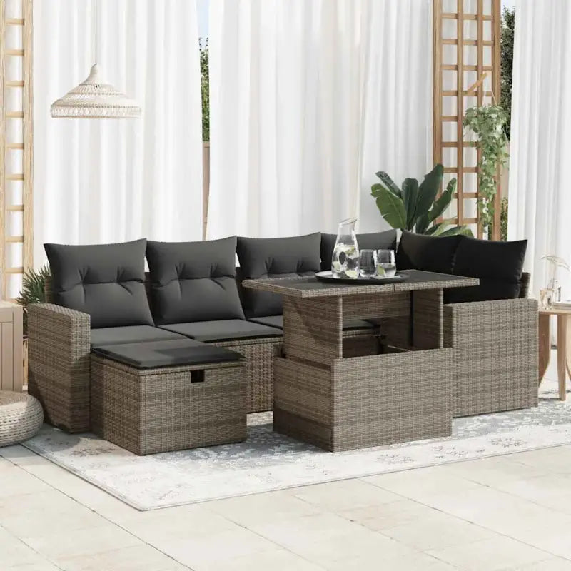 Loungeset van zwart gepoedercoat staal voor buiten optimaal comfort - Grijs / met opbergruimte - Tuinsets